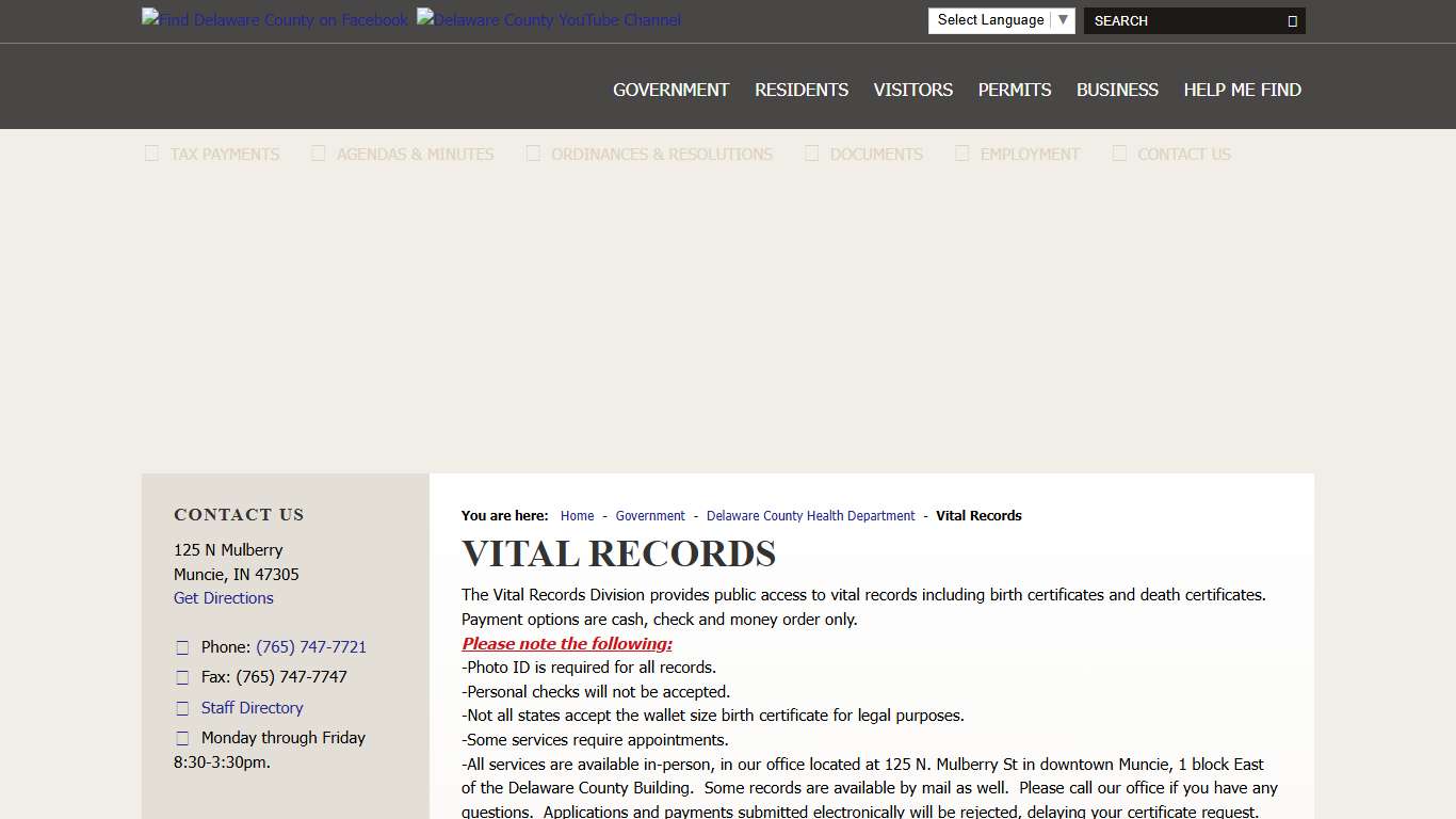 Delaware County, IN / Vital Records